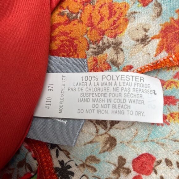 Donna sheer ruffled, asymmetrical tank top.  Cottagecore. Small. Floral Print. - Picture 5 of 5